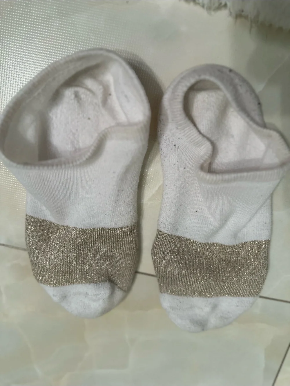 No-Show Socks with Metallic Gold Stripe